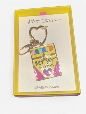 Betsey Johnson Yellow Pink Multicolor 'Crayons' Keychain Charm